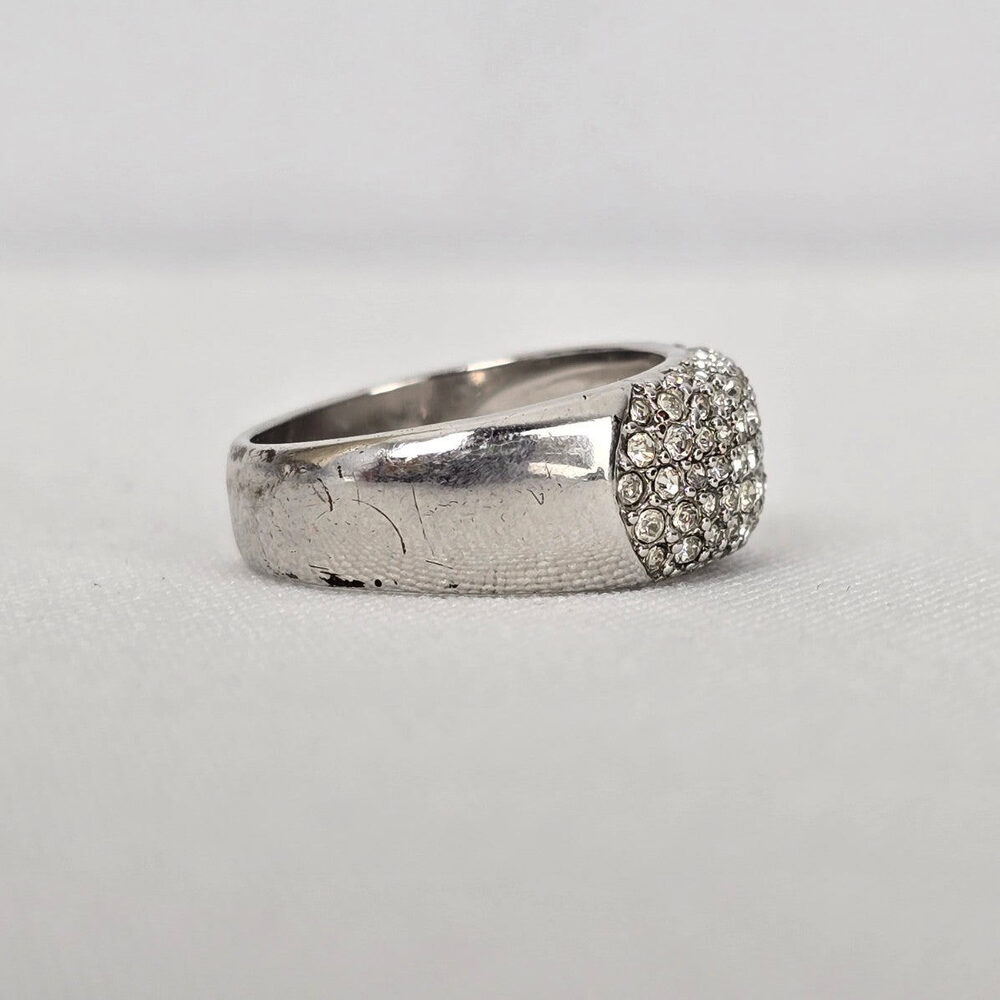 Silver Tone Rhinestone Ring Size 7 - Picture 3 of 6